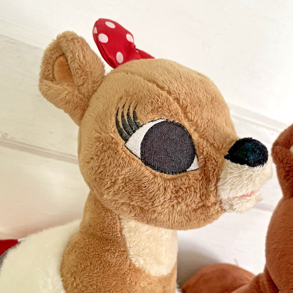 Build A Bear RUDOLPH & CLARICE REINDEER Plush Light Up Nose Works 15" - Picture 3 of 10